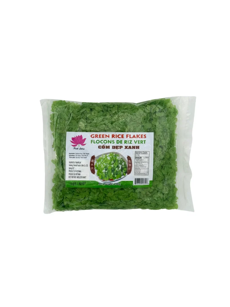 Flaked Rice Label Green Rice Flakes - Hen Long Market